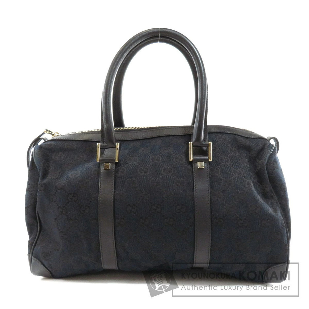 Gucci GG canvas Boston leather trim Shoulder Bag Black